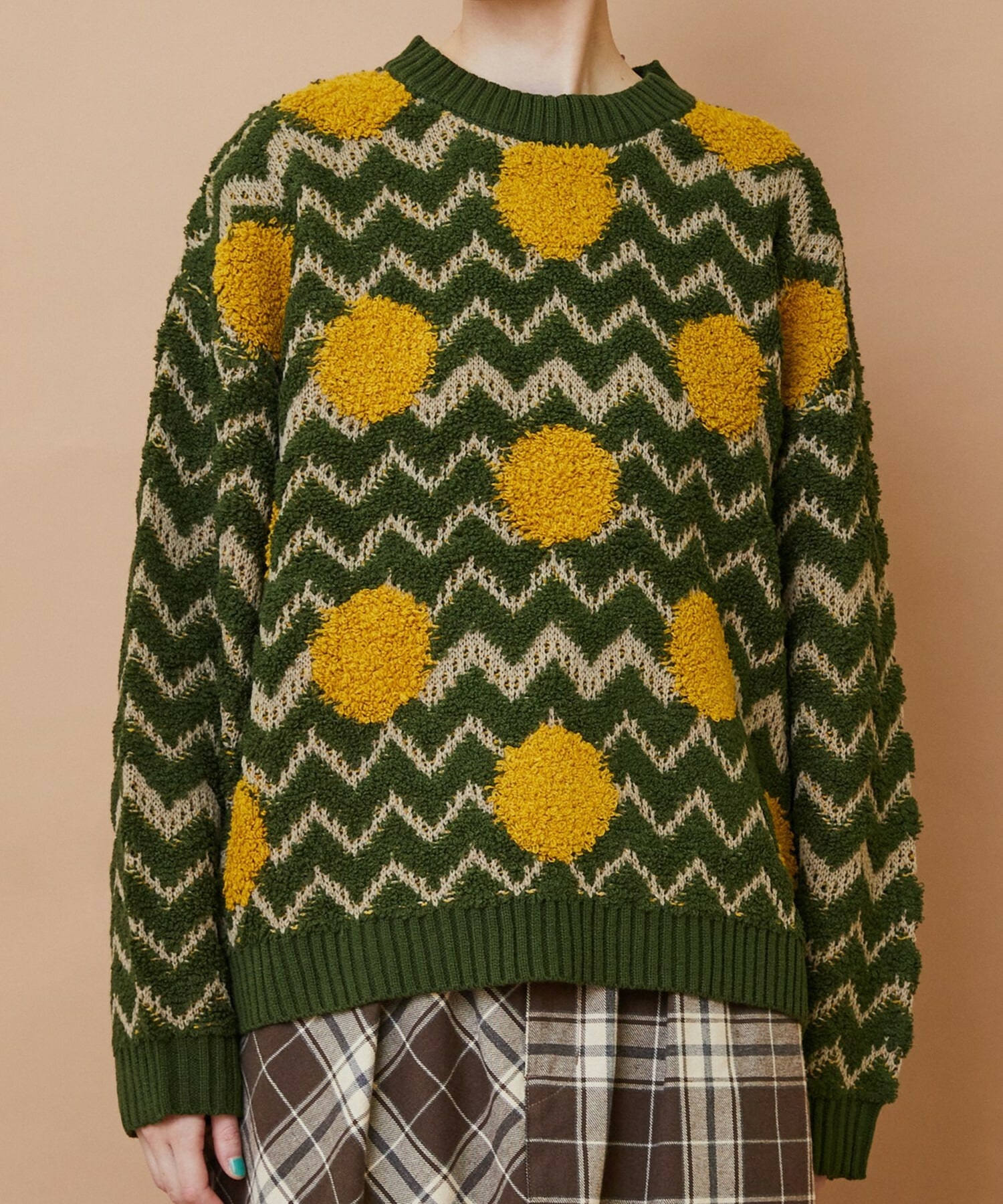 【FRAPBOIS】ウェーブドット ジャガードニット 詳細画像 グレー 4