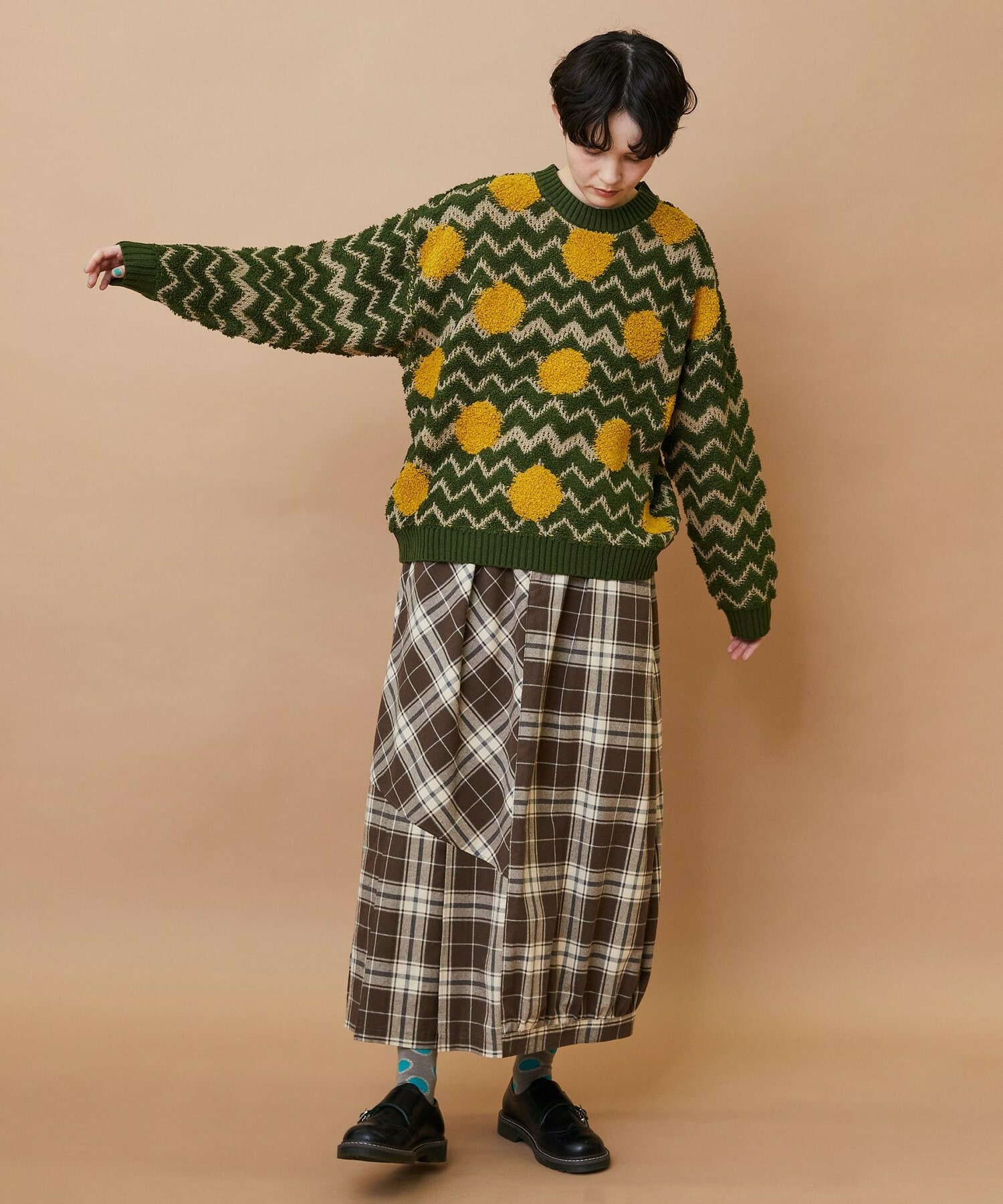 【FRAPBOIS】ウェーブドット ジャガードニット 詳細画像 グレー 5