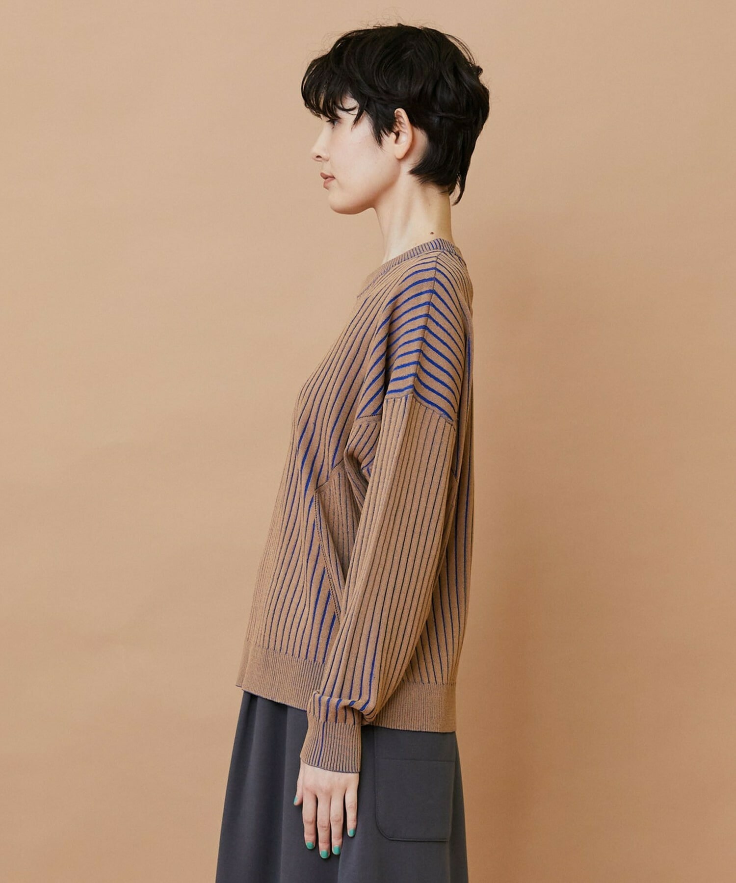 【FRAPBOIS】プレーティンニット プルオーバー 詳細画像 チャコールグレー 1