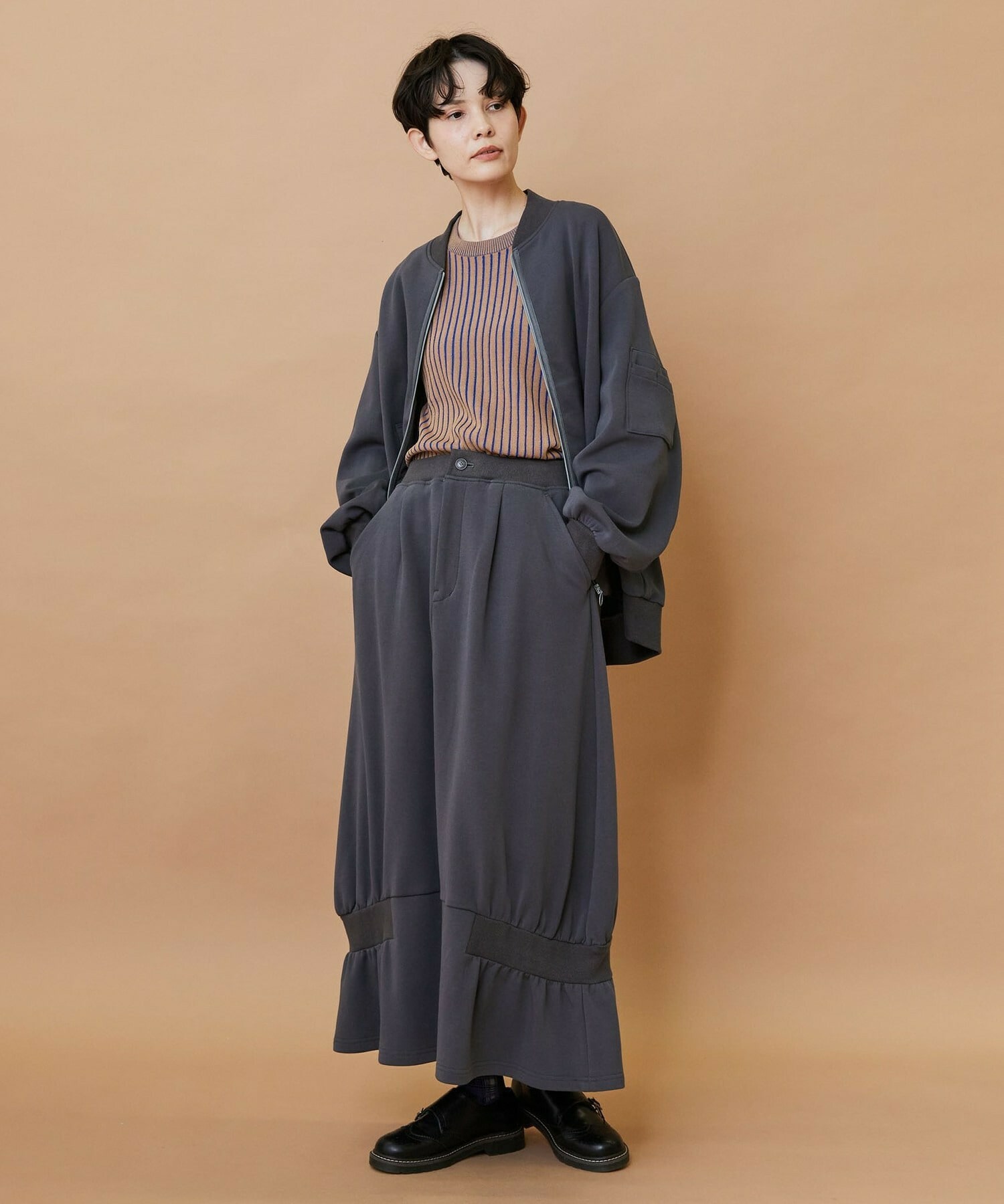 【FRAPBOIS】プレーティンニット プルオーバー 詳細画像 チャコールグレー 12