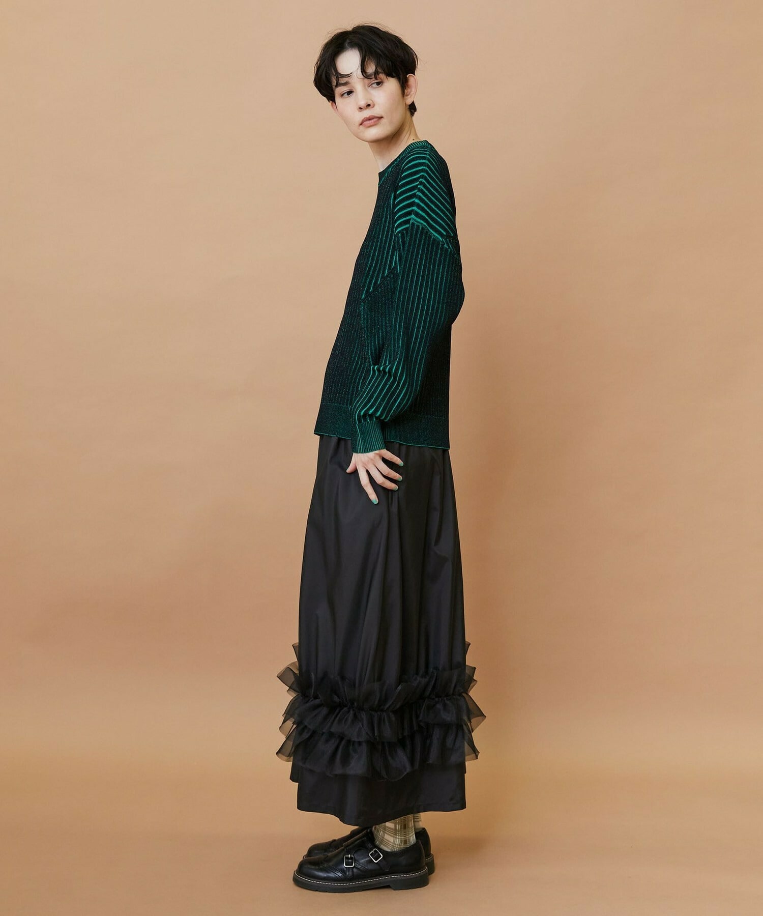 【FRAPBOIS】プレーティンニット プルオーバー 詳細画像 チャコールグレー 17