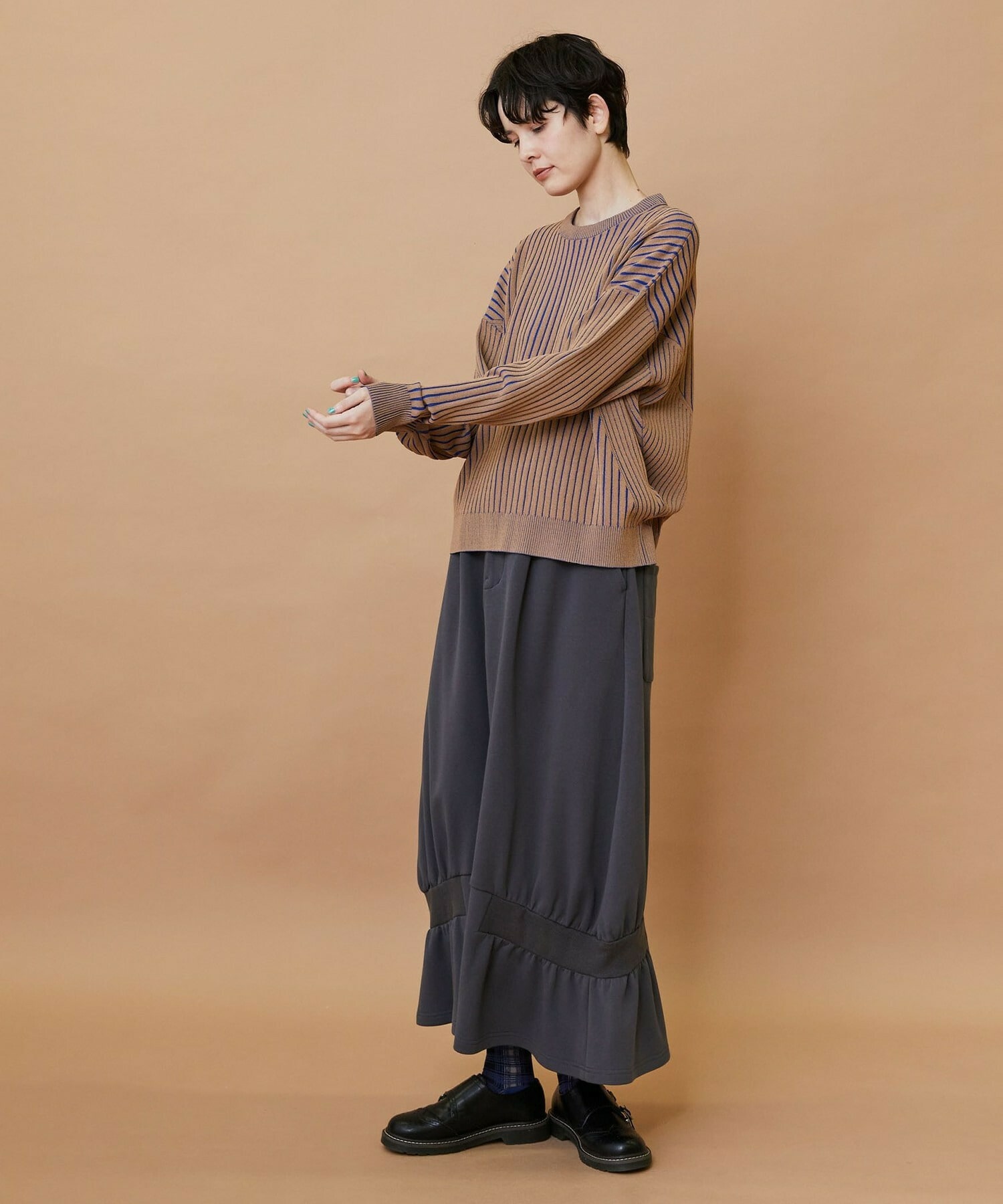 【FRAPBOIS】プレーティンニット プルオーバー 詳細画像 チャコールグレー 6