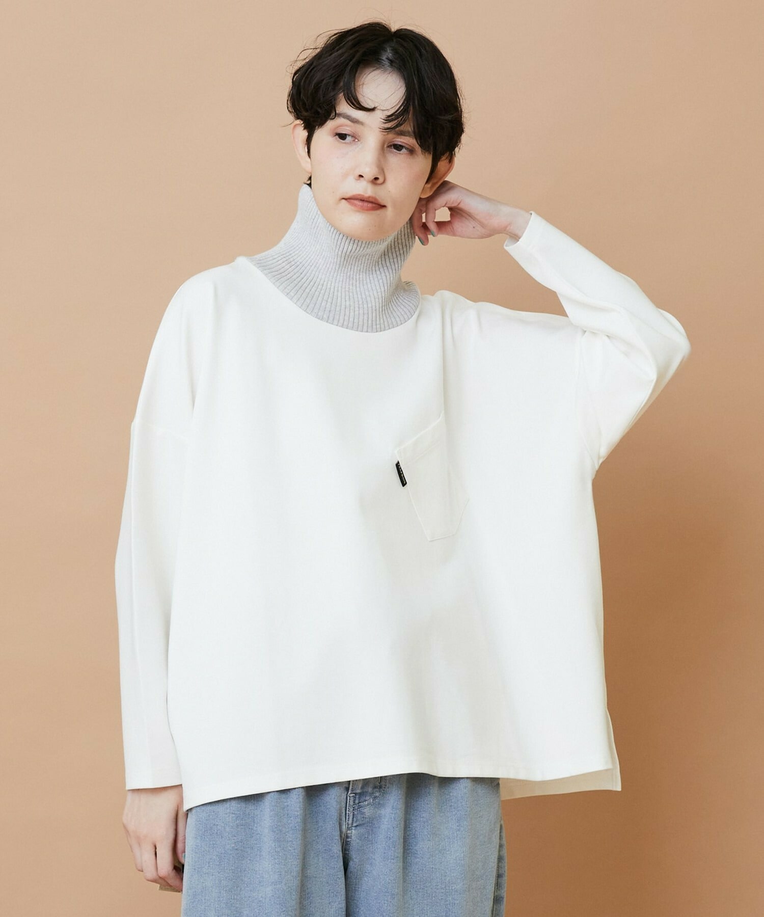 【FRAPBOIS】ロールネック カットソー 詳細画像 アイボリー 1