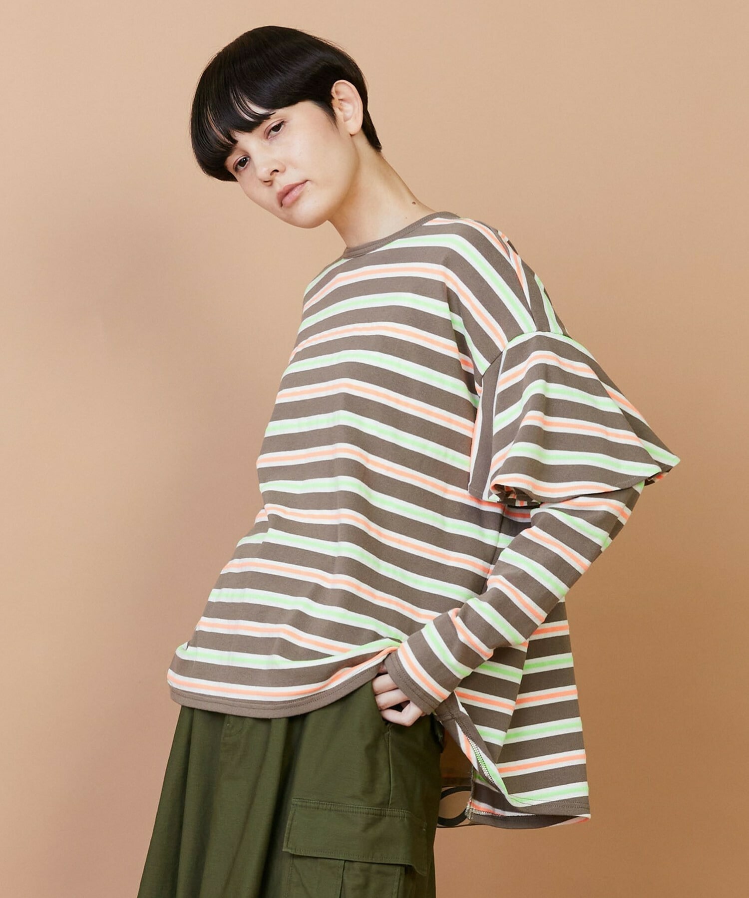 【FRAPBOIS】サーフェスボーダー カットソー 詳細画像 グレイッシュベージュ 11