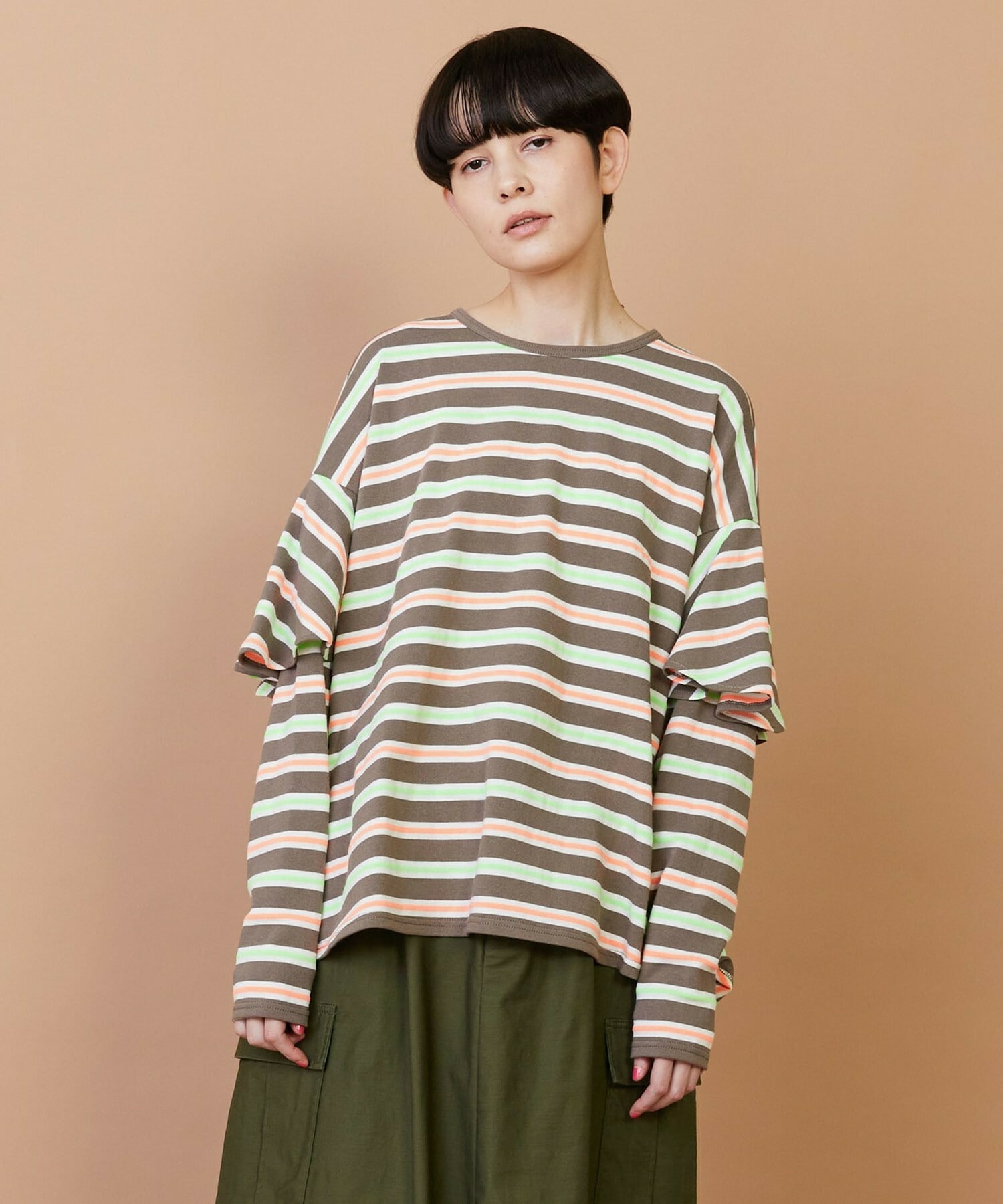 【FRAPBOIS】サーフェスボーダー カットソー 詳細画像 グレイッシュベージュ 1