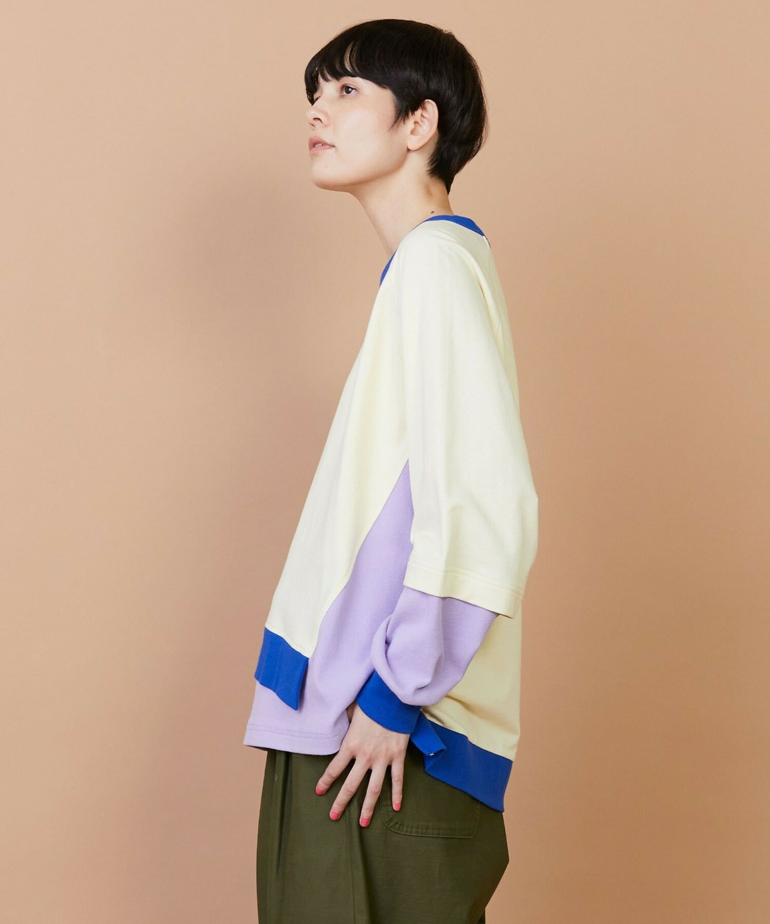 【FRAPBOIS】レイヤーリブ カットソー 詳細画像 ネイビー 1