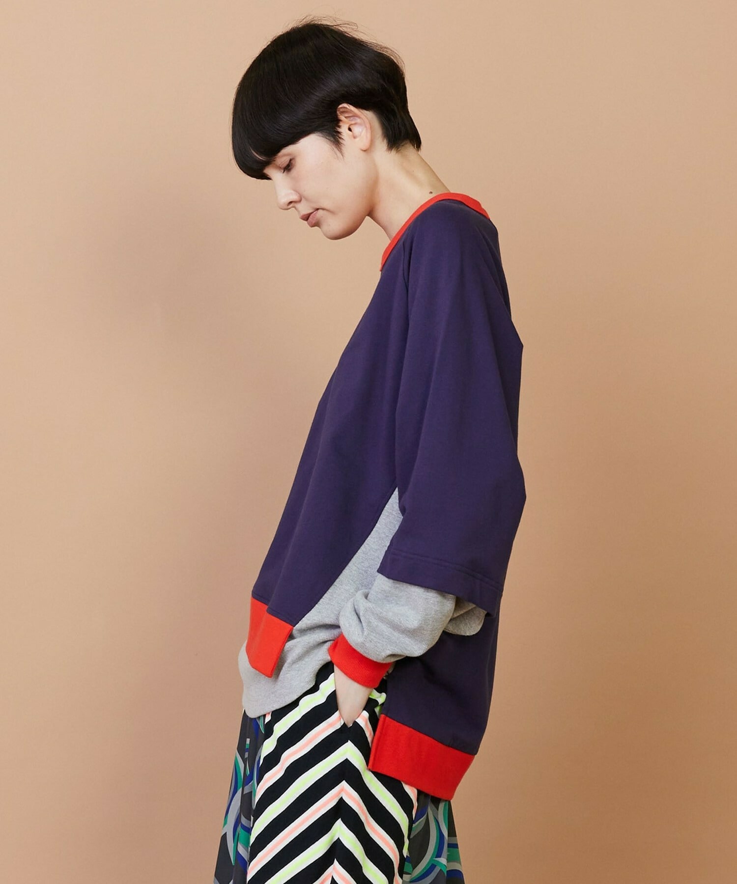 【FRAPBOIS】レイヤーリブ カットソー 詳細画像 ネイビー 12