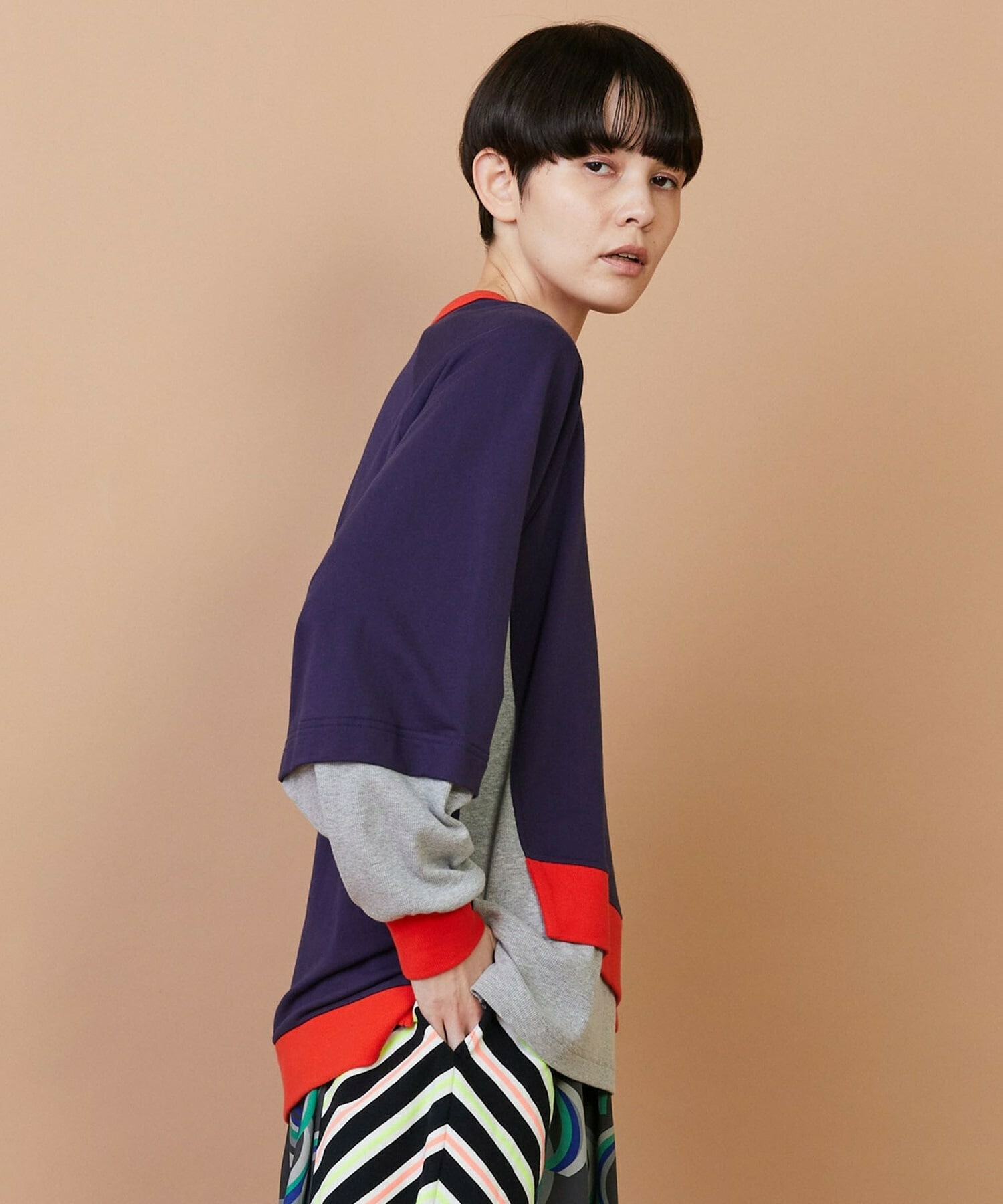 【FRAPBOIS】レイヤーリブ カットソー 詳細画像 ネイビー 14