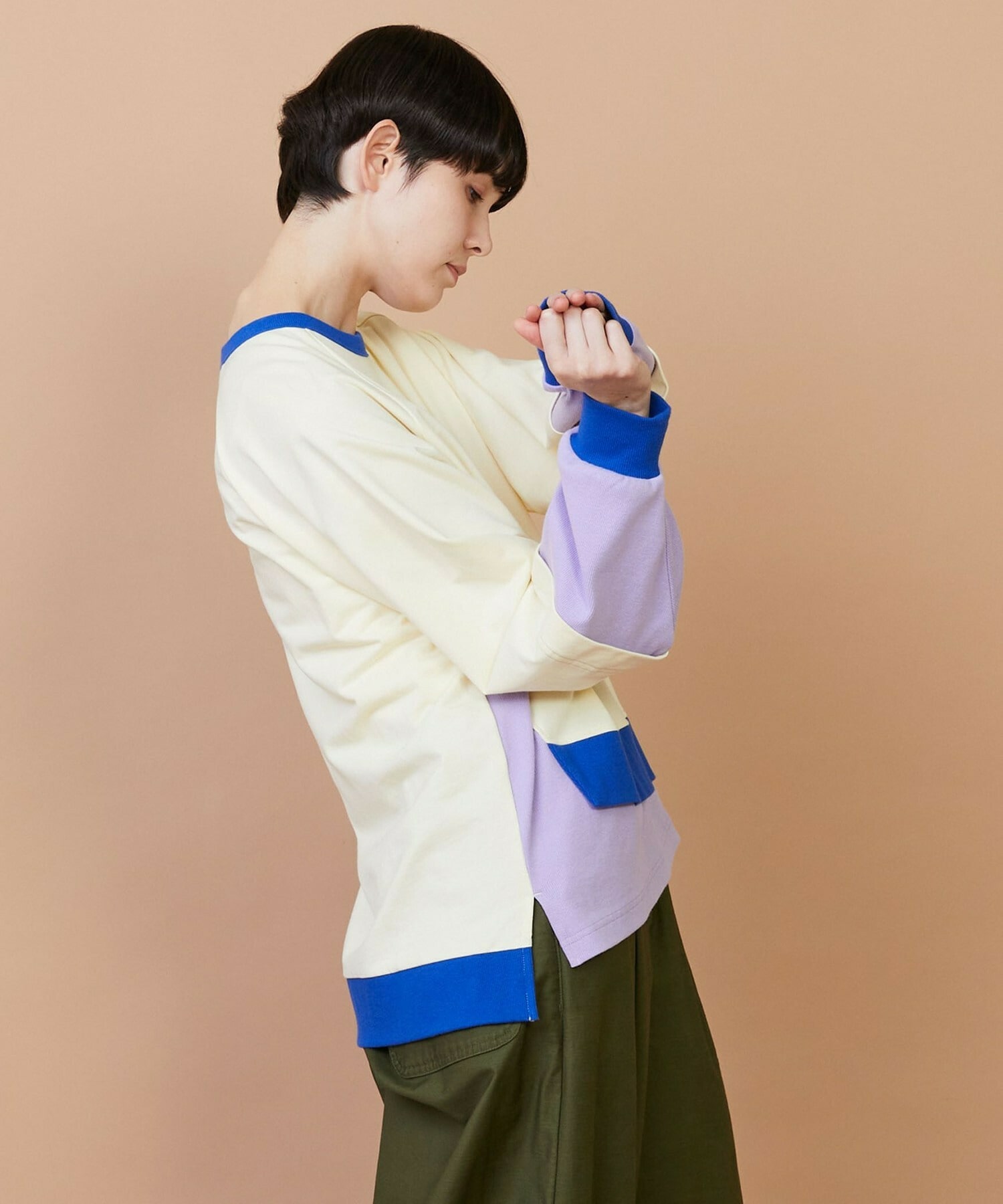 【FRAPBOIS】レイヤーリブ カットソー 詳細画像 ネイビー 3