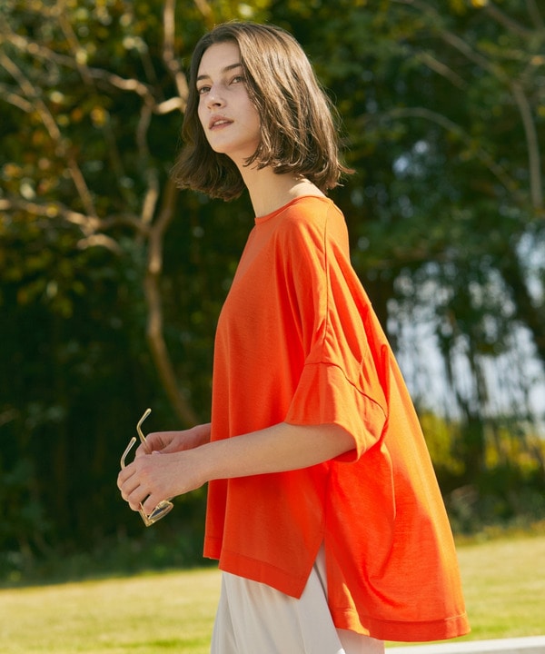 ロイヤルクロス天竺半袖トップス/エコ・マタニティ対応 詳細画像 オレンジ 2