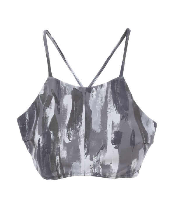 Vertical brushプリントブラトップ/パット付き・UVカット・吸汗速乾・ホットヨガ対応・水着・水陸両用 詳細画像 グレー×ホワイト 3