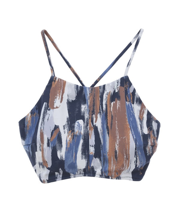 Vertical brushプリントブラトップ/パット付き・UVカット・吸汗速乾・ホットヨガ対応・水着・水陸両用 詳細画像 ブルー系その他 2