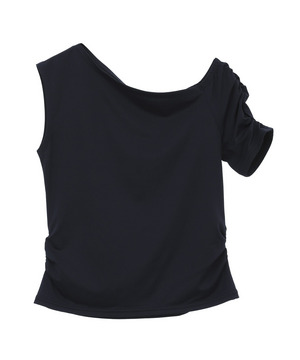 【Julier】Ecocoアシンメトリートップス/エコ・UVカット・吸汗速乾・ハイストレッチ・ホットヨガ対応・ラッシュガード 詳細画像 ネイビー 2