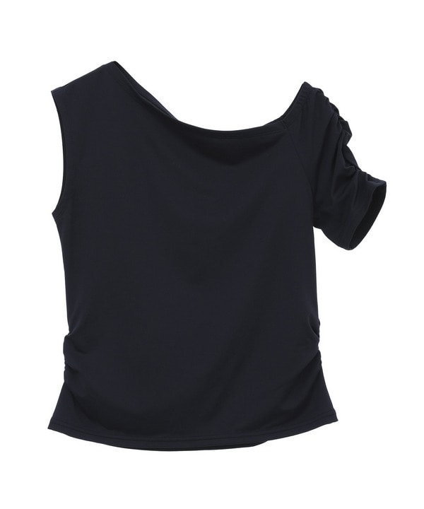 Ecocoアシンメトリートップス/エコ・UVカット・吸汗速乾・ハイストレッチ・ホットヨガ対応・ラッシュガード 詳細画像 ネイビー 2