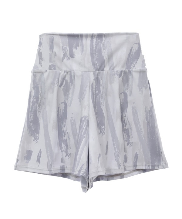 Vertical brushプリントショートパンツ/UVカット・吸汗速乾・ホットヨガ対応・水着・水陸両用 詳細画像 ホワイト×グレー 2