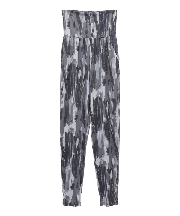 Vertical brushプリントギャザーパンツ/UVカット・吸汗速乾・ホットヨガ対応・水着・水陸両用・マタニティ対応 詳細画像 グレー×ホワイト 2