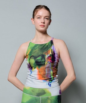 【Julier】kanako Sasakiコラボ ミドルトップス/パット付き・UVカット・吸汗速乾・ホットヨガ対応・水着・水陸両用 詳細画像 グリーン系その他 1