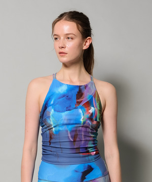 【Julier】kanako Sasakiコラボ ミドルトップス/パット付き・UVカット・吸汗速乾・ホットヨガ対応・水着・水陸両用 詳細画像 ブルー系その他 1