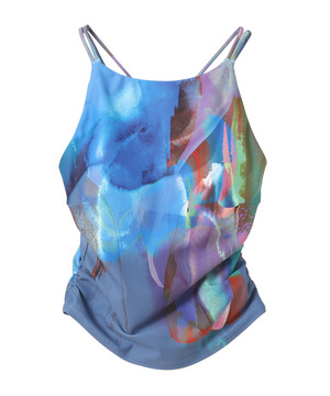 【Julier】kanako Sasakiコラボ ミドルトップス/パット付き・UVカット・吸汗速乾・ホットヨガ対応・水着・水陸両用 詳細画像 ブルー系その他 2