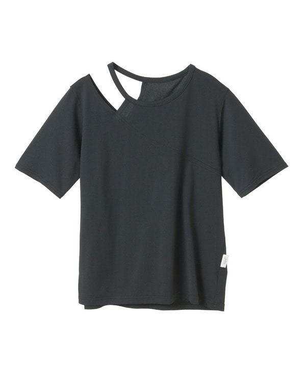 ライトプライムデザイントップス/エコ・UVカット・吸汗速乾・ホットヨガ対応・ラッシュガード 詳細画像 ブラック 2