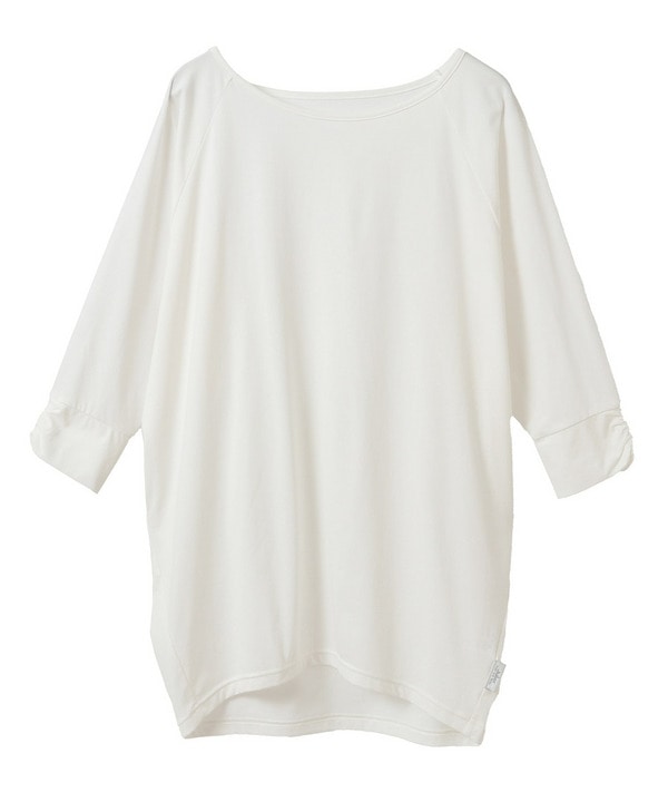 【定番】ライトプライムハーフスリーブプルオーバー/エコ・UVカット・吸汗速乾・ホットヨガ対応・ラッシュガード・マタニティ対応  詳細画像 ホワイト 3