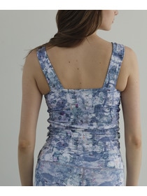 【Julier】sand flowerプリントミドルトップス/パット付き・UVカット・吸汗速乾・ホットヨガ対応・水着・水陸両用 詳細画像 グレー 4