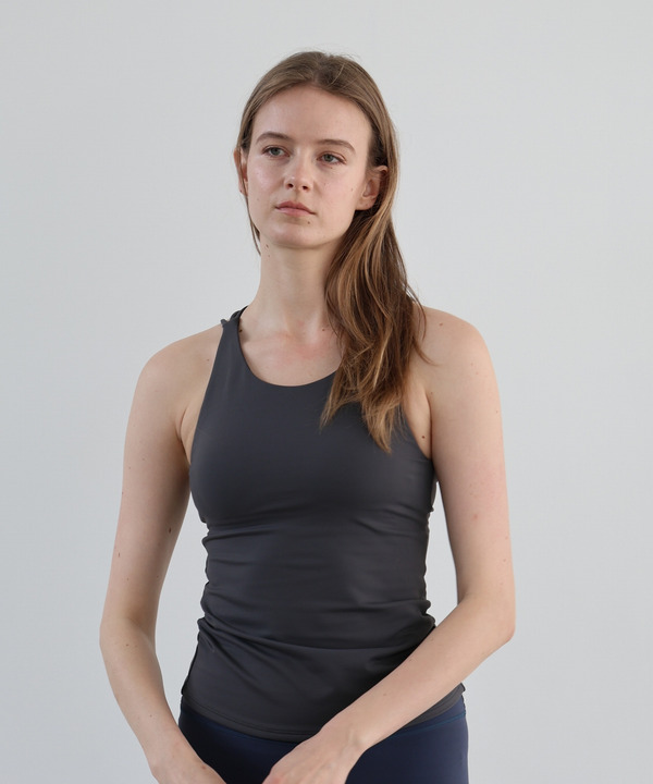 プレミアムフローキャミソール/パット付き・UVカット・吸汗速乾・ホットヨガ対応・水着・水陸両用 詳細画像 グレー 2