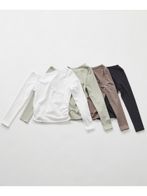 【Julier】Ecocoアシンメトリー ロングスリーブプルオーバー/エコ・UVカット・吸汗速乾・ハイストレッチ・ホットヨガ対応・ラッシュガード 詳細画像 ブラック 5