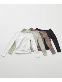 【Julier】Ecocoアシンメトリー ロングスリーブプルオーバー/エコ・UVカット・吸汗速乾・ハイストレッチ・ホットヨガ対応・ラッシュガード 詳細画像 ブラック 6