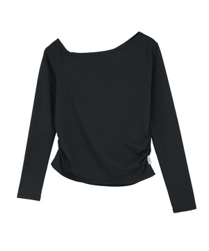 【Julier】Ecocoアシンメトリー ロングスリーブプルオーバー/エコ・UVカット・吸汗速乾・ハイストレッチ・ホットヨガ対応・ラッシュガード 詳細画像 ブラック 1