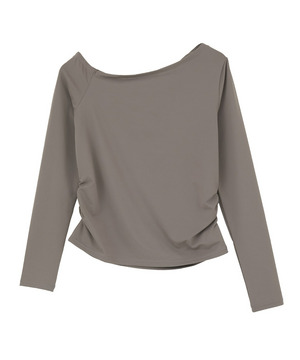 【Julier】Ecocoアシンメトリー ロングスリーブプルオーバー/エコ・UVカット・吸汗速乾・ハイストレッチ・ホットヨガ対応・ラッシュガード 詳細画像 グレイッシュベージュ 2