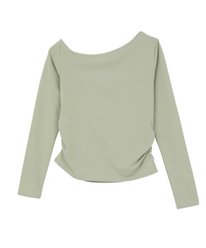 【Julier】Ecocoアシンメトリー ロングスリーブプルオーバー/エコ・UVカット・吸汗速乾・ハイストレッチ・ホットヨガ対応・ラッシュガード 詳細画像 ライトカーキ 1