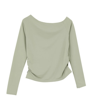 【Julier】Ecocoアシンメトリー ロングスリーブプルオーバー/エコ・UVカット・吸汗速乾・ハイストレッチ・ホットヨガ対応・ラッシュガード 詳細画像 ライトカーキ 2