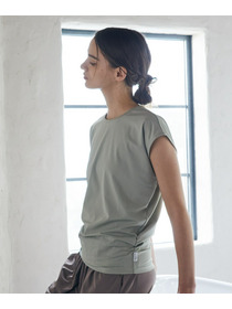 【Julier】【定番】Ecocoフレンチスリーブトップス/エコ・UVカット・吸汗速乾・ハイストレッチ・ホットヨガ対応・ラッシュガード 詳細画像 ブラック 2