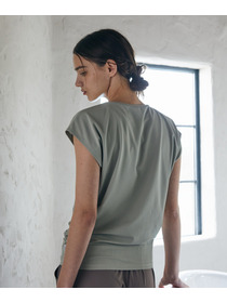 【Julier】【定番】Ecocoフレンチスリーブトップス/エコ・UVカット・吸汗速乾・ハイストレッチ・ホットヨガ対応・ラッシュガード 詳細画像 ブラック 3