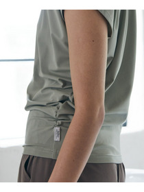 【Julier】【定番】Ecocoフレンチスリーブトップス/エコ・UVカット・吸汗速乾・ハイストレッチ・ホットヨガ対応・ラッシュガード 詳細画像 ブラック 4