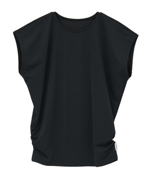 【Julier】【定番】Ecocoフレンチスリーブトップス/エコ・UVカット・吸汗速乾・ハイストレッチ・ホットヨガ対応・ラッシュガード 詳細画像 ブラック 1