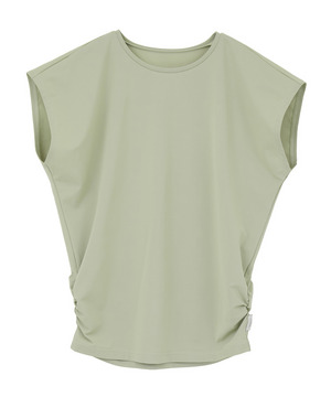 【Julier】【定番】Ecocoフレンチスリーブトップス/エコ・UVカット・吸汗速乾・ハイストレッチ・ホットヨガ対応・ラッシュガード 詳細画像 ライトカーキ 3