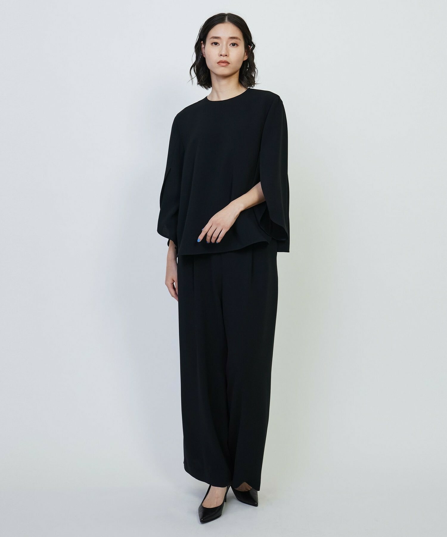 【L'EQUIPE】トリアセライトダブルクロスブラウス 詳細画像 ブラック 3