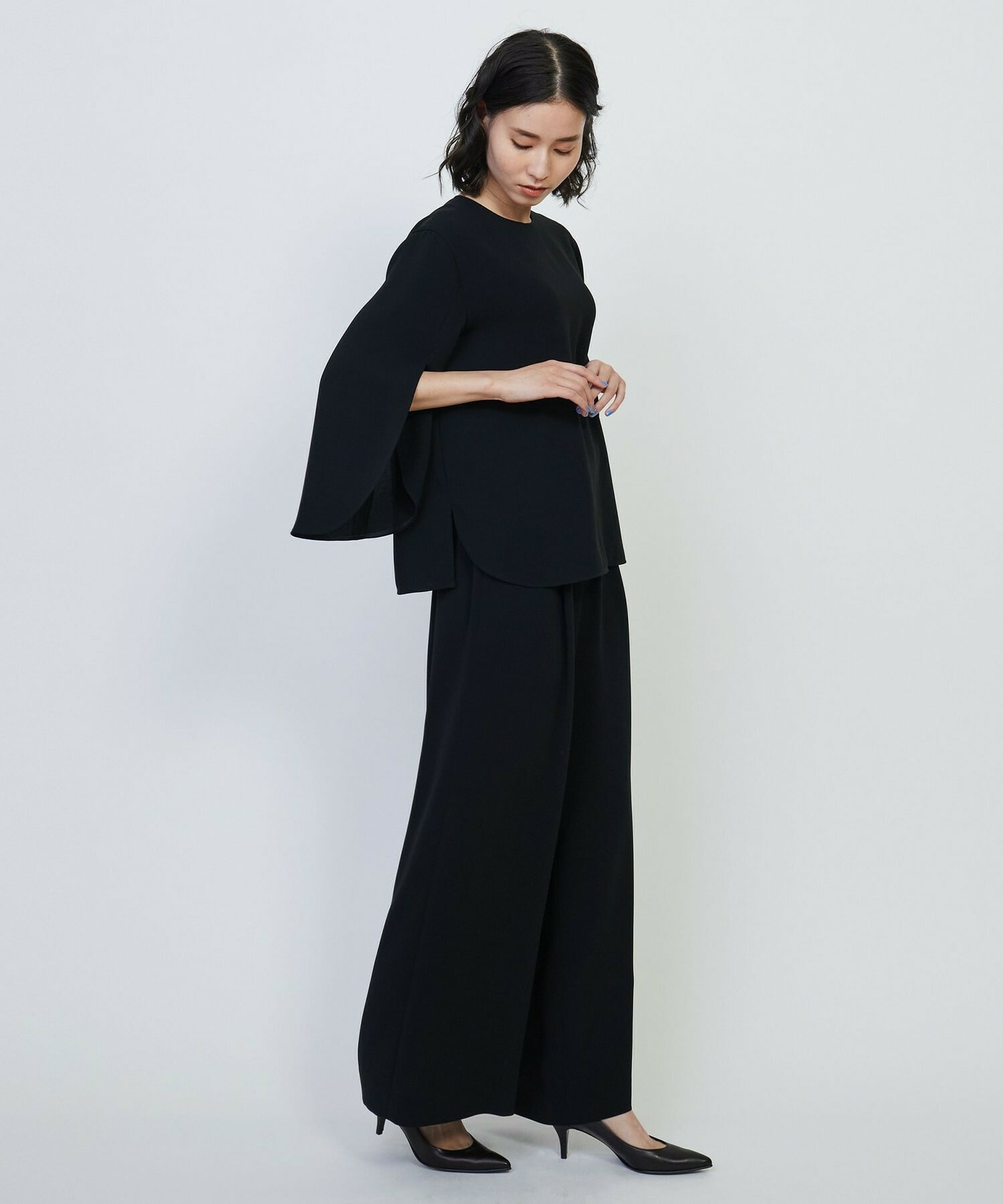 【L'EQUIPE】トリアセライトダブルクロスブラウス 詳細画像 ブラック 4