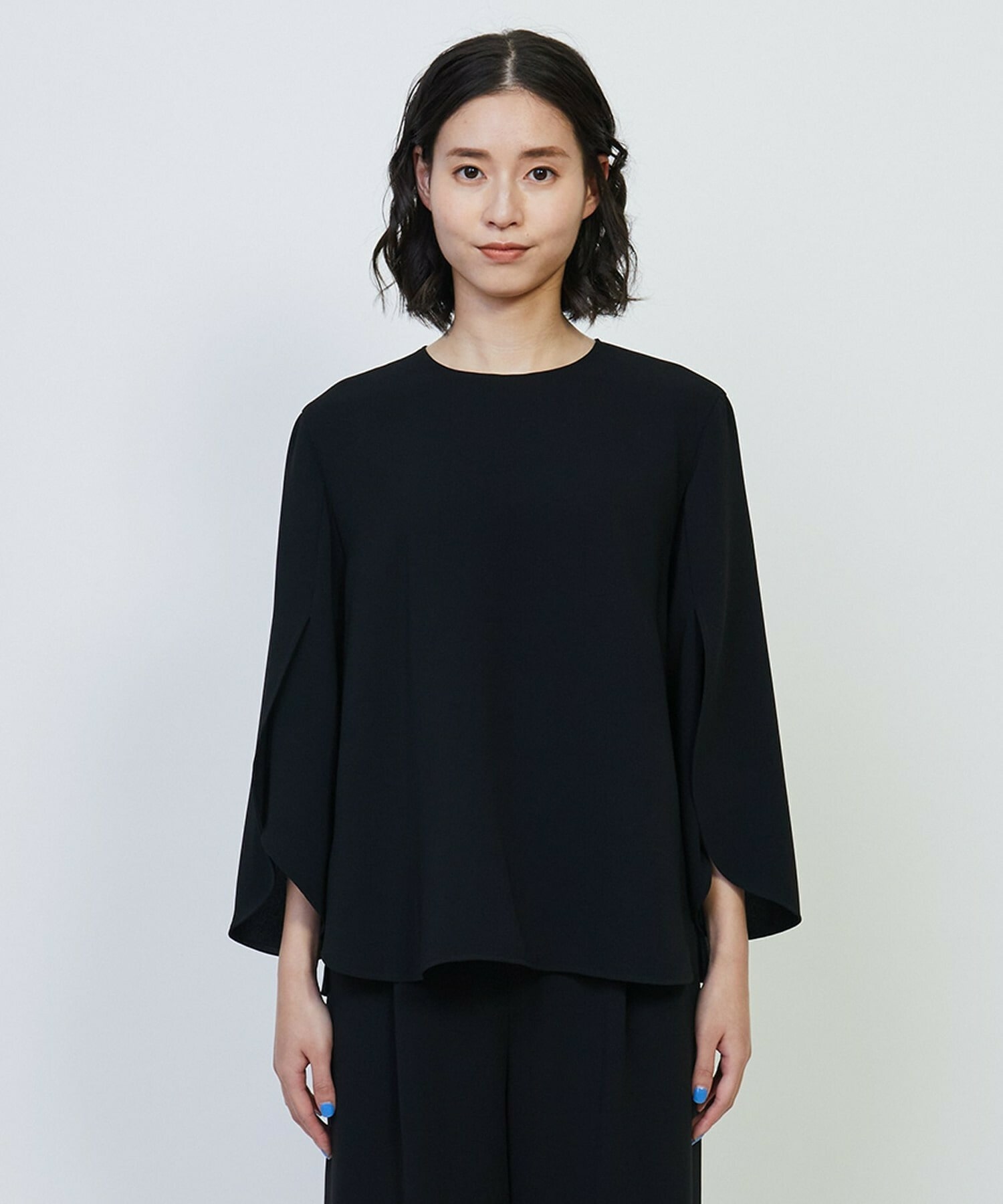 【L'EQUIPE】トリアセライトダブルクロスブラウス 詳細画像 ブラック 5