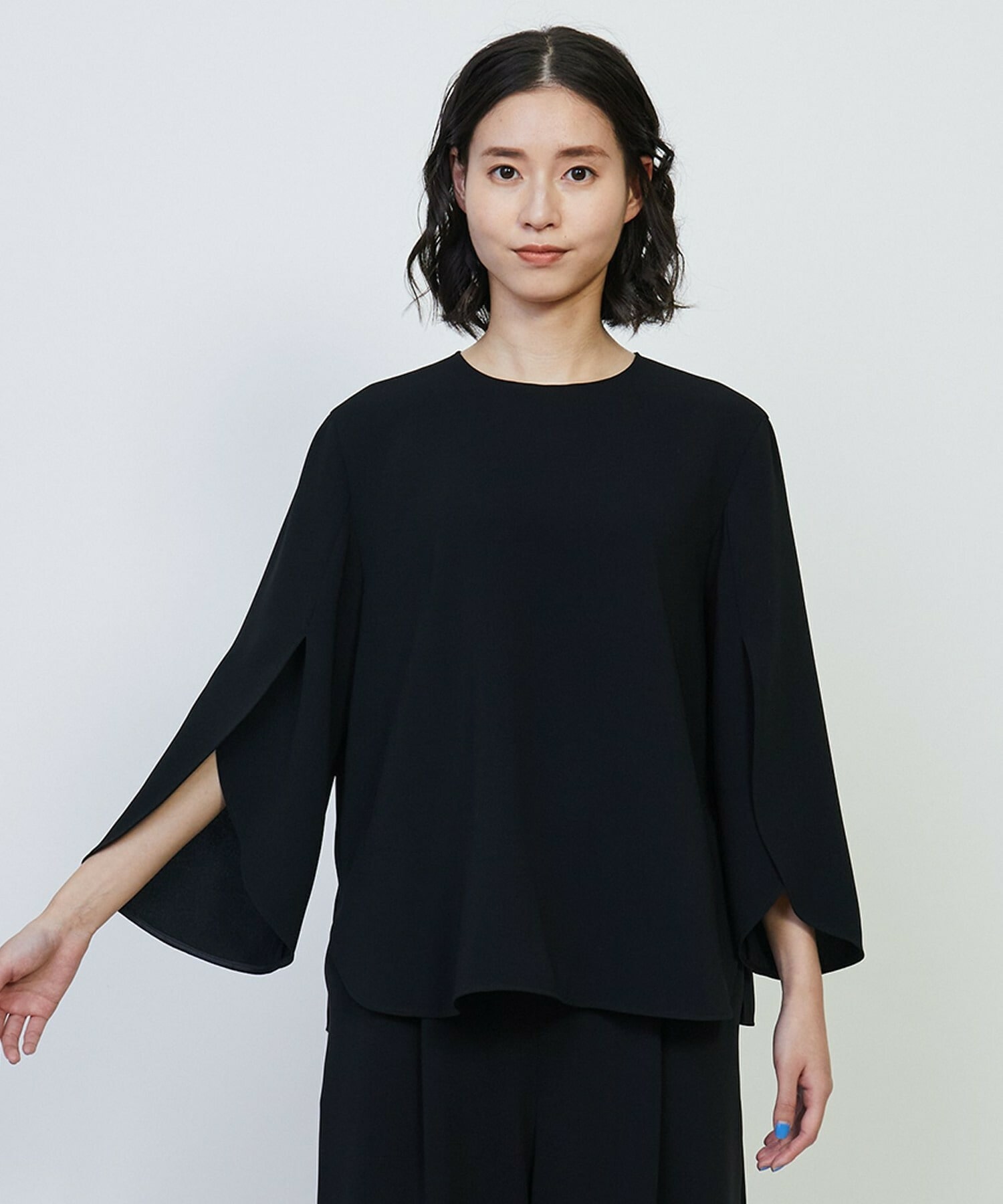 【L'EQUIPE】トリアセライトダブルクロスブラウス 詳細画像 ブラック 8