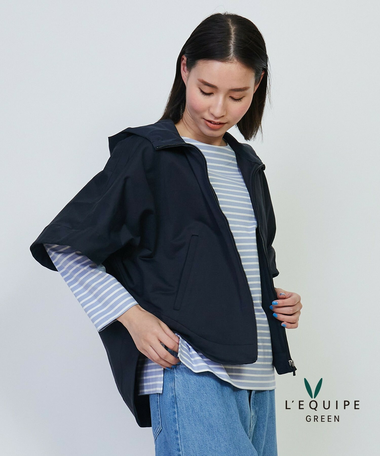 【GREEN】エコナイロンフーディジレ 詳細画像 ネイビー 1