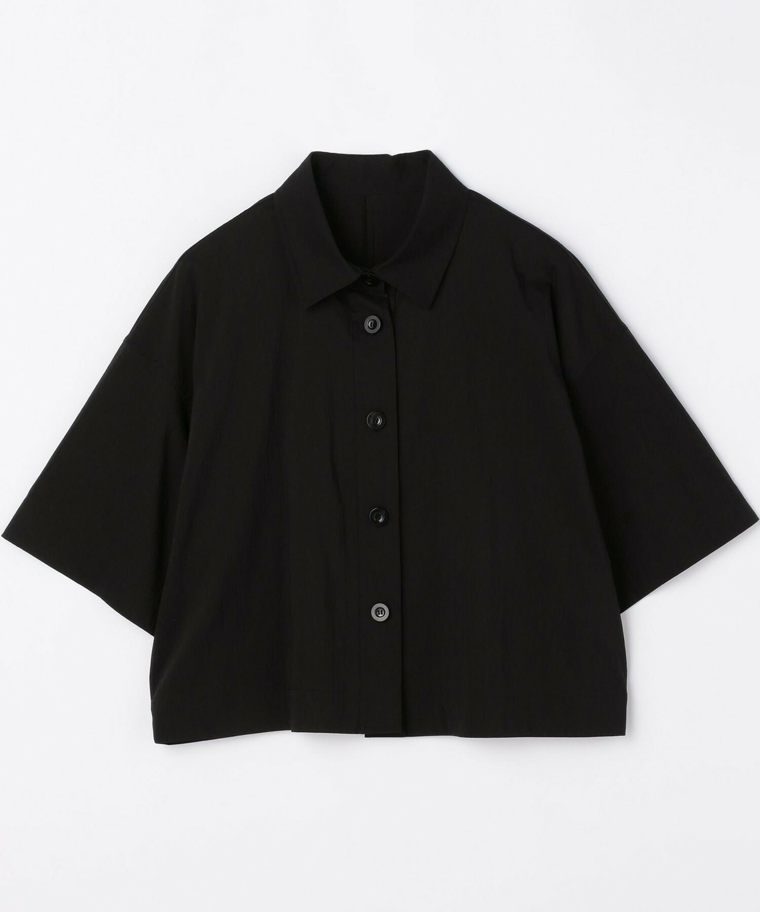 【L'EQUIPE】クレープタイプライターストレッチショート丈シャツ 詳細画像 ブラック 1