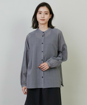 【L'EQUIPE】グレンチェックオーガンジーブラウス 詳細画像 グレー系その他 1