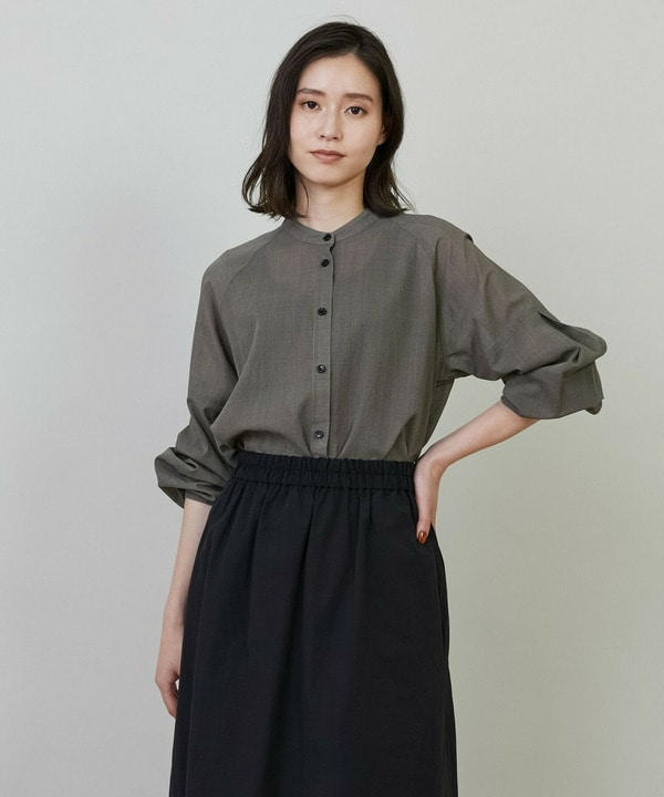 【L'EQUIPE】グレンチェックオーガンジーブラウス