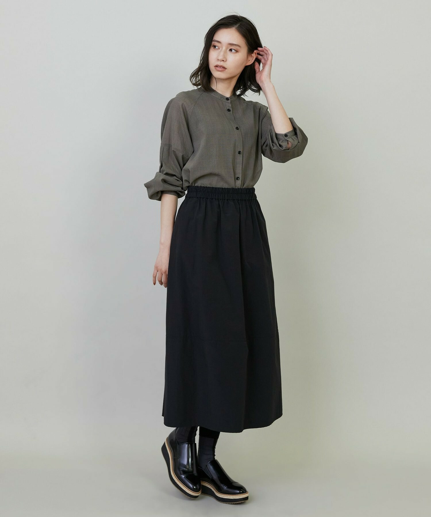 【L'EQUIPE】グレンチェックオーガンジーブラウス 詳細画像 グレー系その他 12