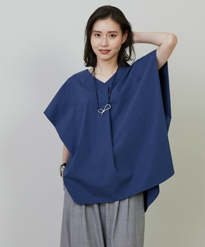 【L'EQUIPE】タイプライターバイオストレッチブラウス 詳細画像 ブルー 1