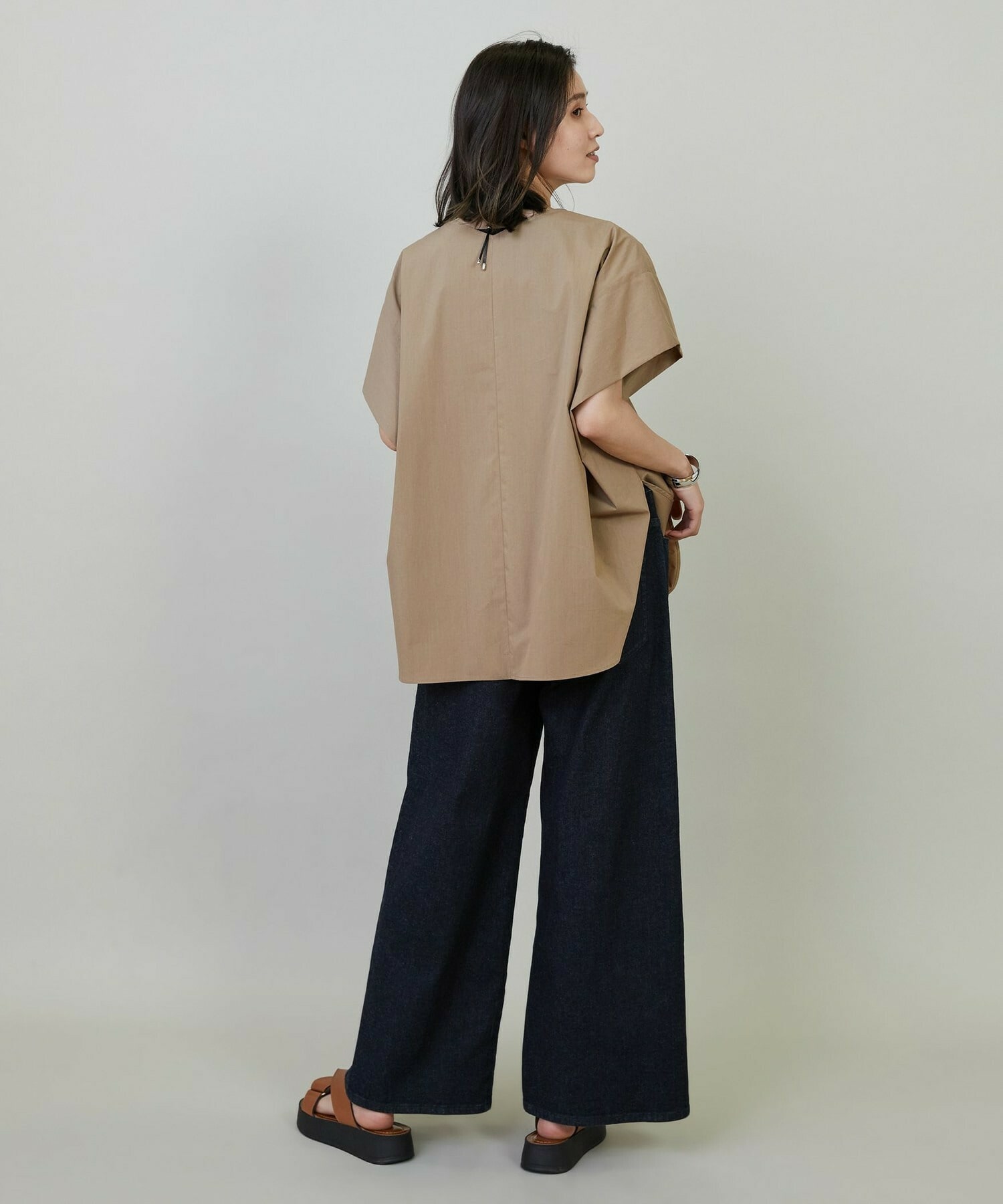 【L'EQUIPE】タイプライターバイオストレッチブラウス 詳細画像 ブラック 9