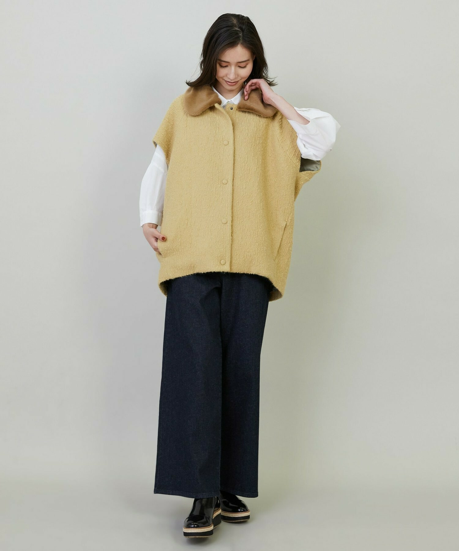 【L'EQUIPE】アルパカショートスリーブジャケット 詳細画像 ブラック 2